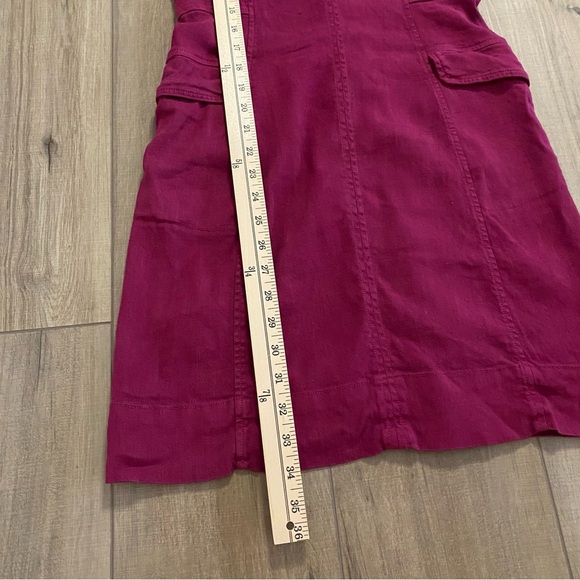 Anthropologie Square Neck Linen Blend Mini Cargo Stretch Dress 6 Burgundy Boho - Picture 13 of 13